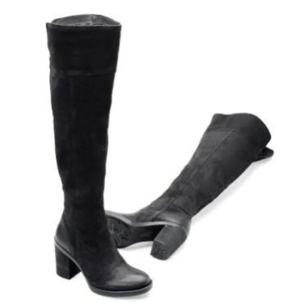 Born Womens Kathleen Over the Knee Suede Distressed Leather Boots Size 9.5M $245